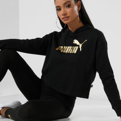 PUMA ESS+ Cropped Metalli,Puma Black-GOLD