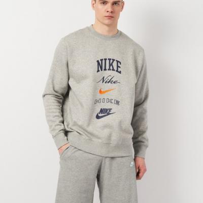 NIKE NIK NIKE CLUB FLEECE DK GREY HEATHER/SAFETY ORANGE