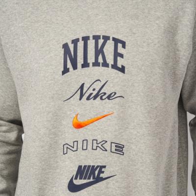 NIKE NIK NIKE CLUB FLEECE DK GREY HEATHER/SAFETY ORANGE