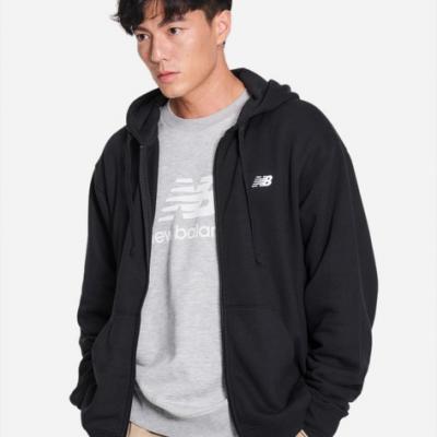 NEW BALANCE NEW SPORT ESSENTIALS LOGO FLEECE FULL ZIP - BLACK