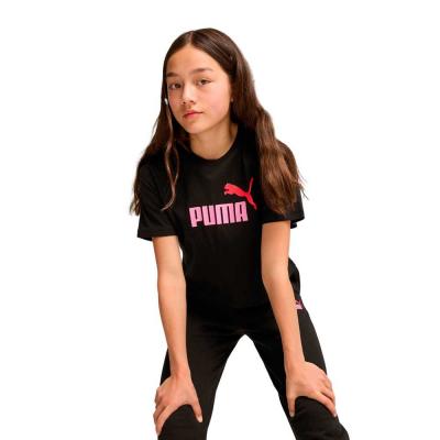 PUMA PUM GIRLS LOGO CROPPED TEE PUMA BLACK-MAUVED OUT