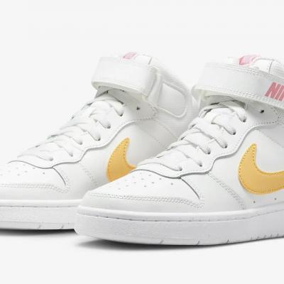 NIKE Nike Court Borough Mid 2 SUMMIT WHITE/TOPAZ GOLD-CORAL CHALK