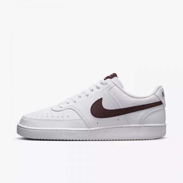 NIKE NIK NIKE COURT VISION LOW NEXT NATURE WHITE/BURGUNDY CRUSH