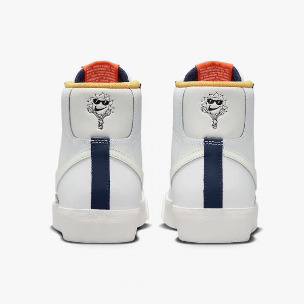 NIKE NIK BLAZER MID '77 BG  WHITE/POLAR-MIDNIGHT NAVY-SAFETY ORANGE