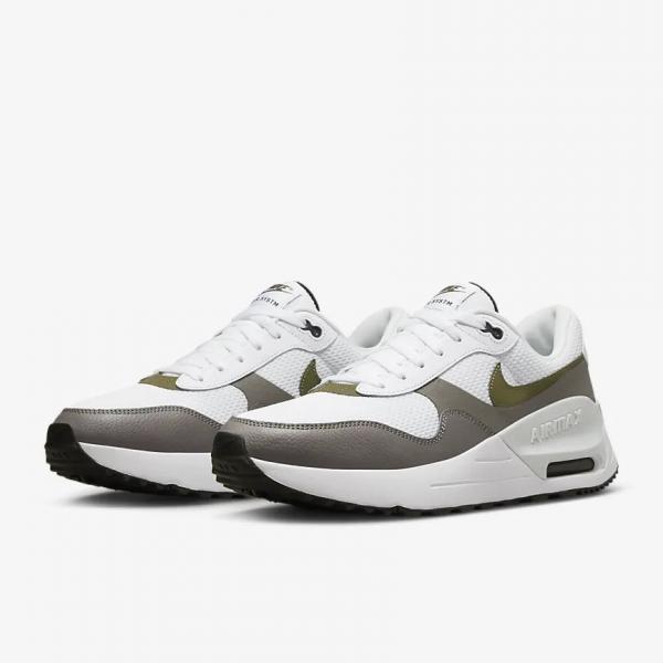 NIKE NIKE AIR MAX SYSTM WHITE/MEDIUM OLIVE-BLACK-FLAT PEWTER