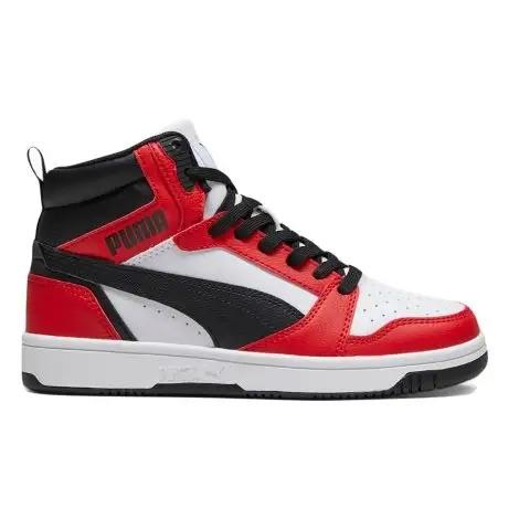 PUMA Puma Rebound V6 Mid Jr White- Black-For All Time Red