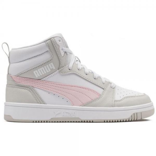 PUMA Puma Rebound V6 Mid Jr White-Frosty Pink-Sedate Gray