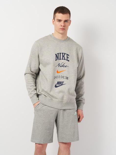 NIKE NIK NIKE CLUB FLEECE DK GREY HEATHER/SAFETY ORANGE