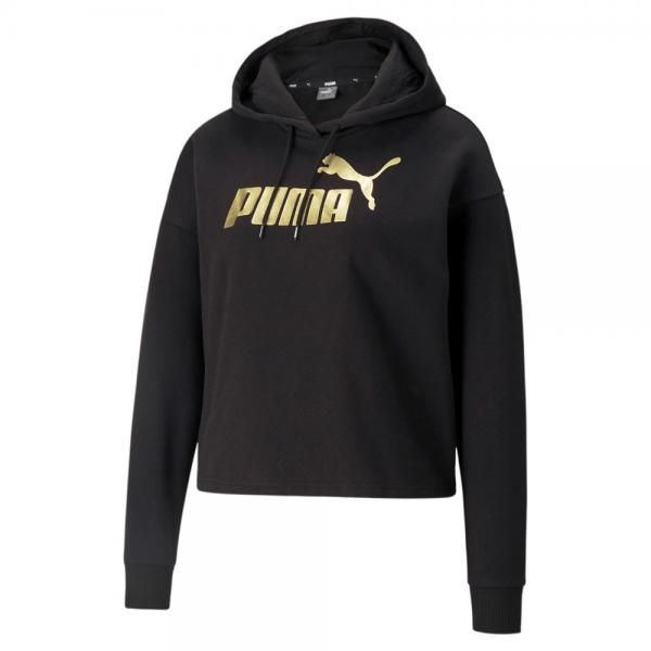 PUMA ESS+ Cropped Metalli,Puma Black-GOLD