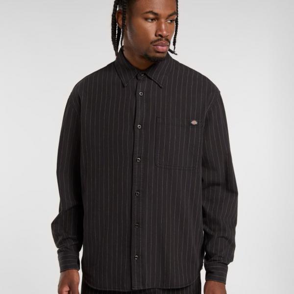 DICKIES SERVICE STRIPE SHIRT LS BLACK