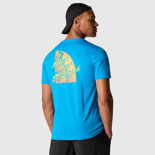 THE NORTH FACE  NTF M FOUNDATION TRACKS GRAPHIC TEE SKYLINE BLUE