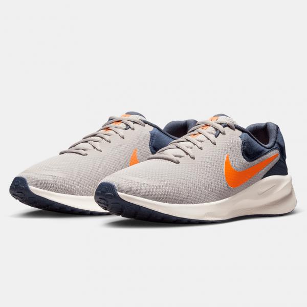 NIKE NIK NIKE REVOLUTION 7 LT IRON ORE/TOTAL ORANGE-THUNDER BLUE