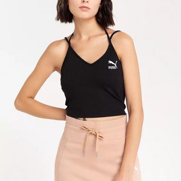 PUMA PUM CLASSICS RIBBED CROP TOP BLACK