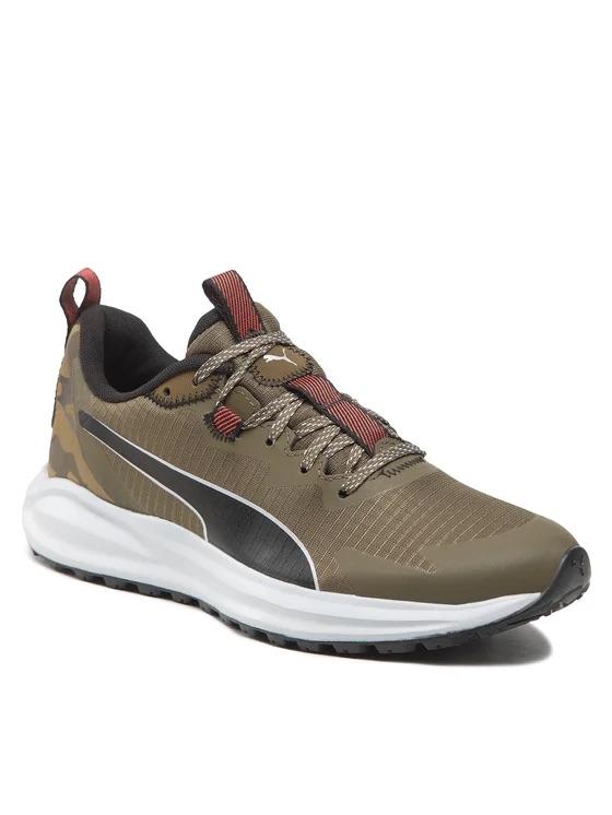 PUMA Twitch Runner Trail Winter Deep Olive-Platinum Gray-PUMA Black