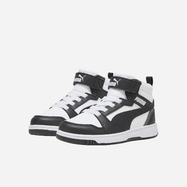 PUMA PUM PUMA REBOUND V6 MID AC+ PS PUMA WHITE-PUMA BLACK-SHADOW GRAY