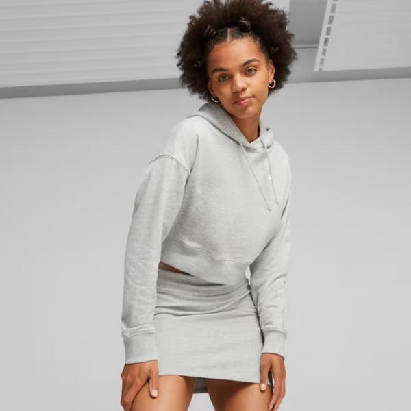 PUMA CLASSICS Cropped Hoodie TR Light Gray Heather