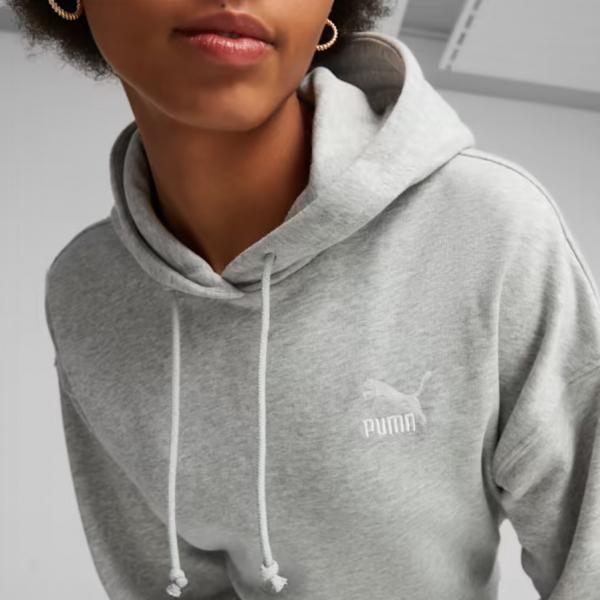 PUMA CLASSICS Cropped Hoodie TR Light Gray Heather