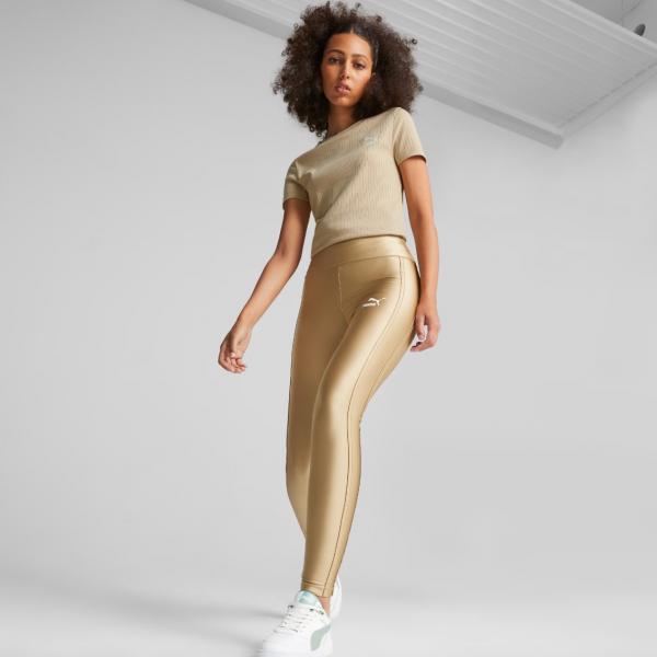 PUMA T7 High Waist Shiny Leggings Sand Dune