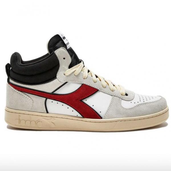 DIADORA DIA MAGIC BASKET DEMI CUT SUEDE LEATHER BIANCO/ROSSO FERRARI ITA