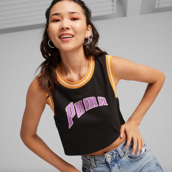 PUMA PUM PUMA TEAM FOR THE FANBASE GRAPHIC CROPPED TEE BLACK