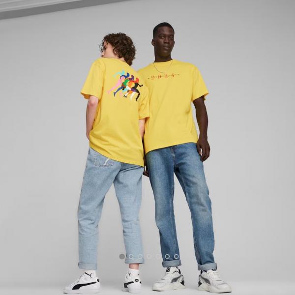 PUMA PUM CLASSICS LOVE MARATHON GRAPHIC TEE COURT YELLOW