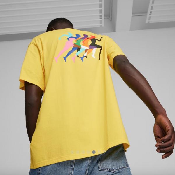 PUMA PUM CLASSICS LOVE MARATHON GRAPHIC TEE COURT YELLOW