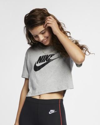 NIKE W NSW TEE ESSNTL CRP ICN FTR DK GREY HEATHER/BLACK